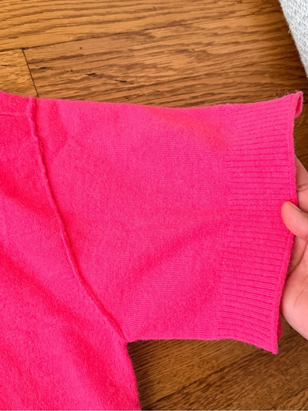 ANTHROPOLOGIE Hot Pink Crewneck Short Sleeve Sweater - Picture 4 of 7
